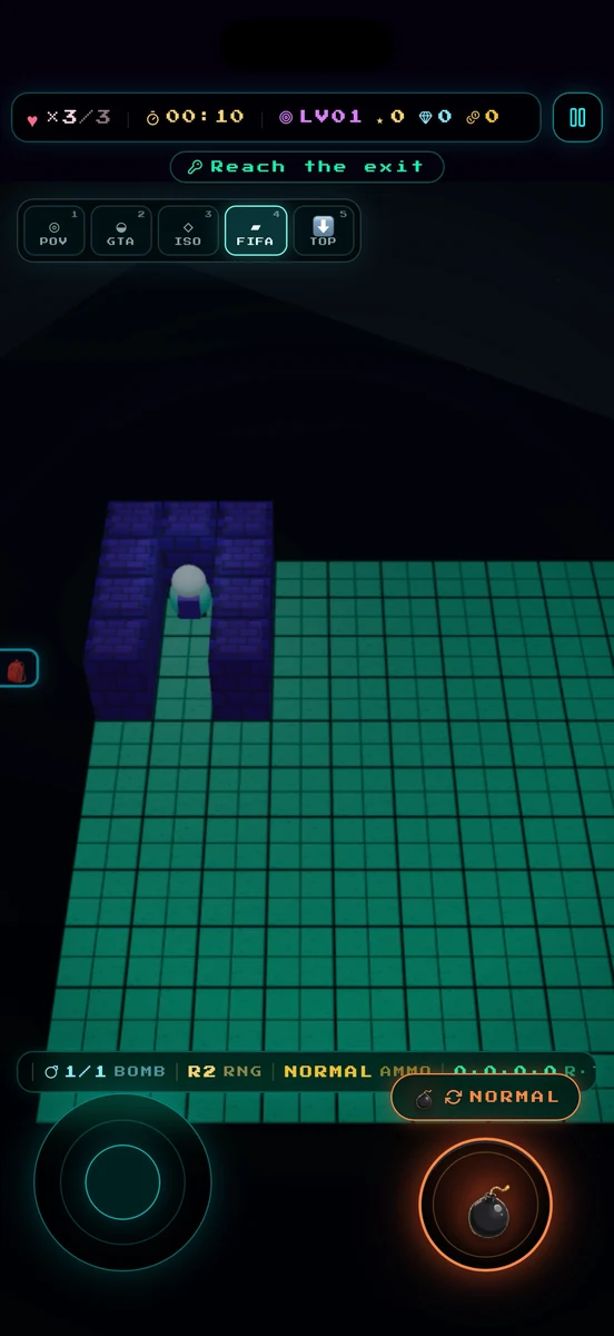 Dark Maze Bomber 3D gameplay screen