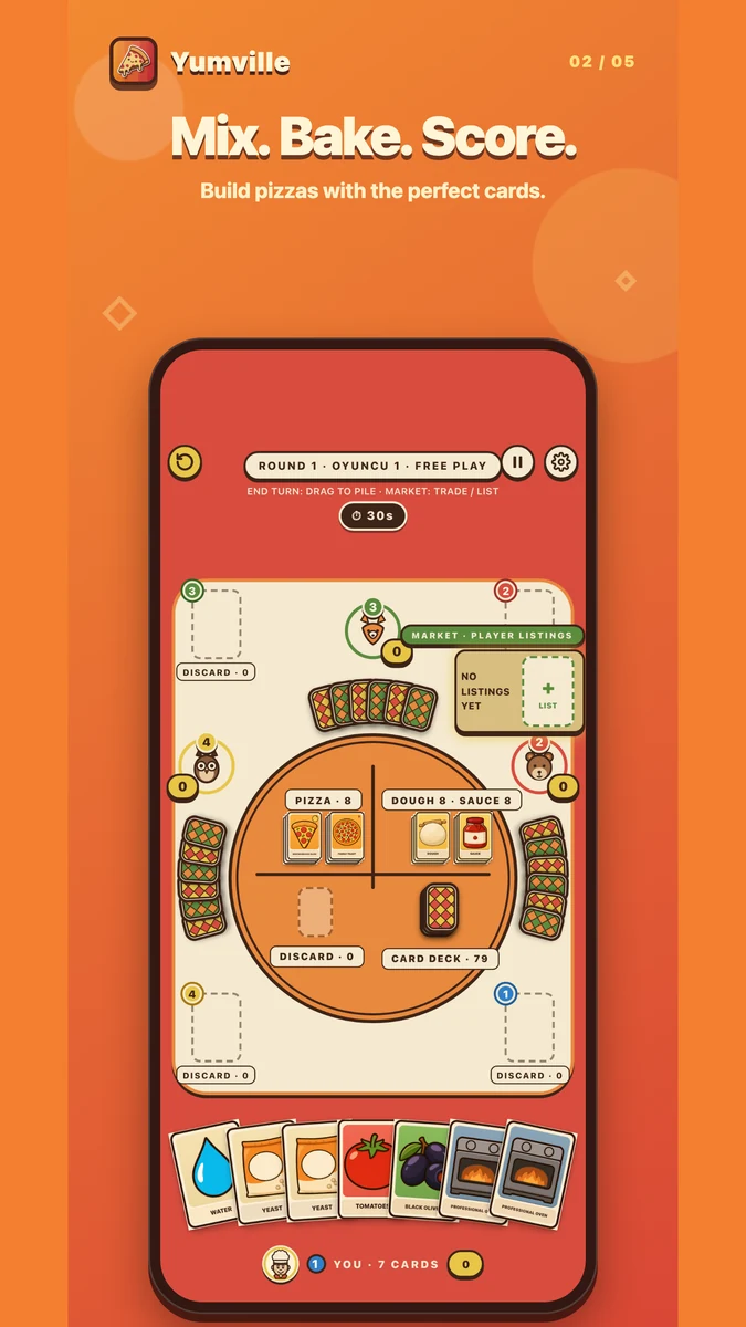 Yumville cooking card game screen